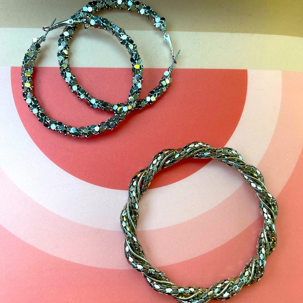 Silver Earrings & Bracelet Set